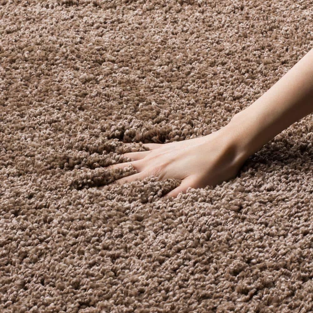 Safavieh Milan Shag 10 x 14 (ft) Loomed Polypropylene Dark Beige Rectangular Indoor Solid Area rug
