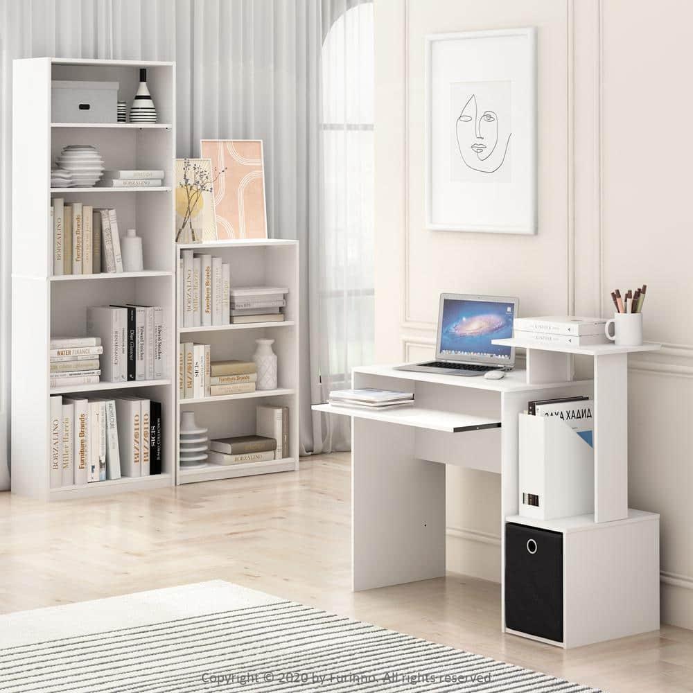 Furinno 5 Cubes Bookcase Space Saver Organizer Bookshelf w/Adjustable Open Shelves,White