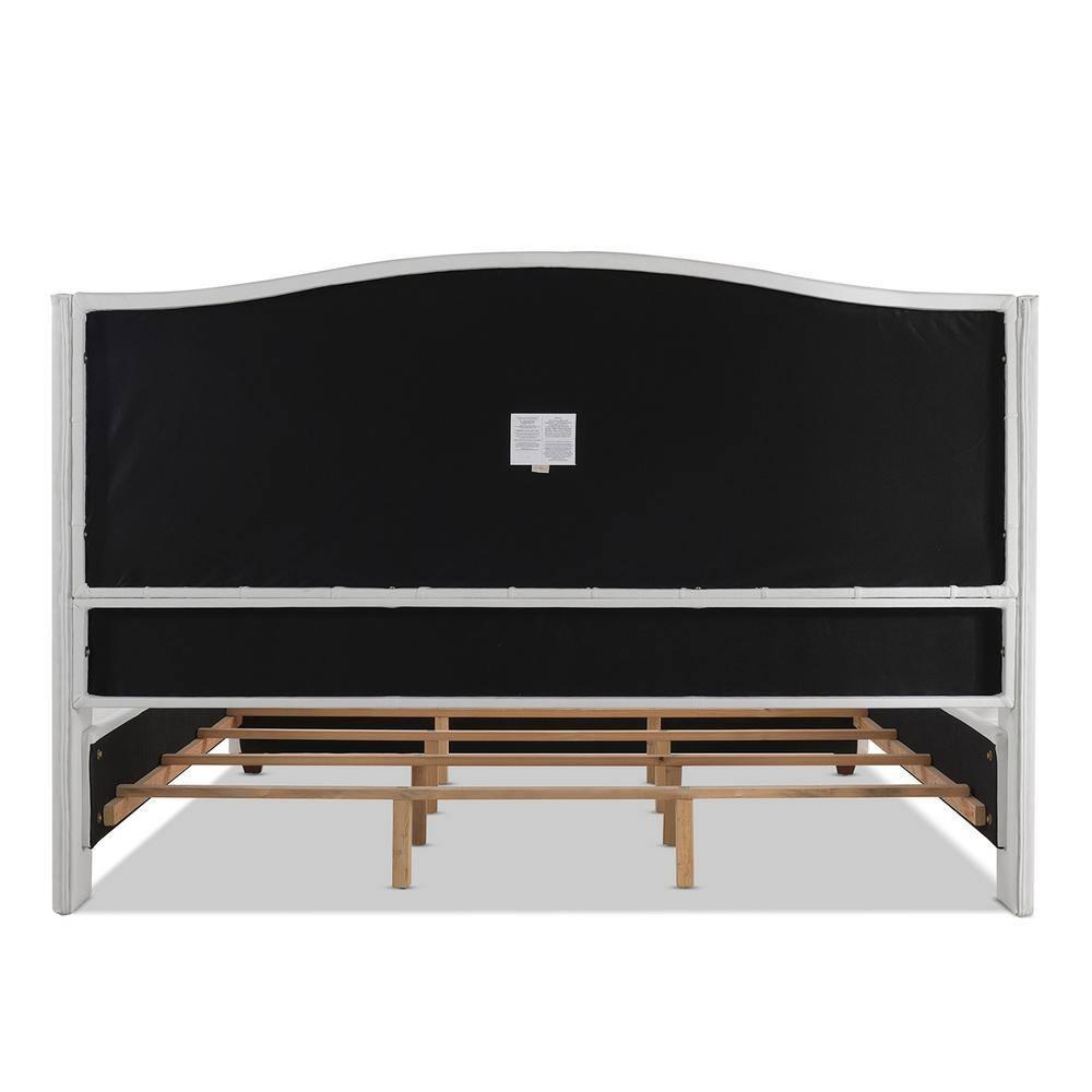 Marcella Tufted Wingback King Bed Bright White