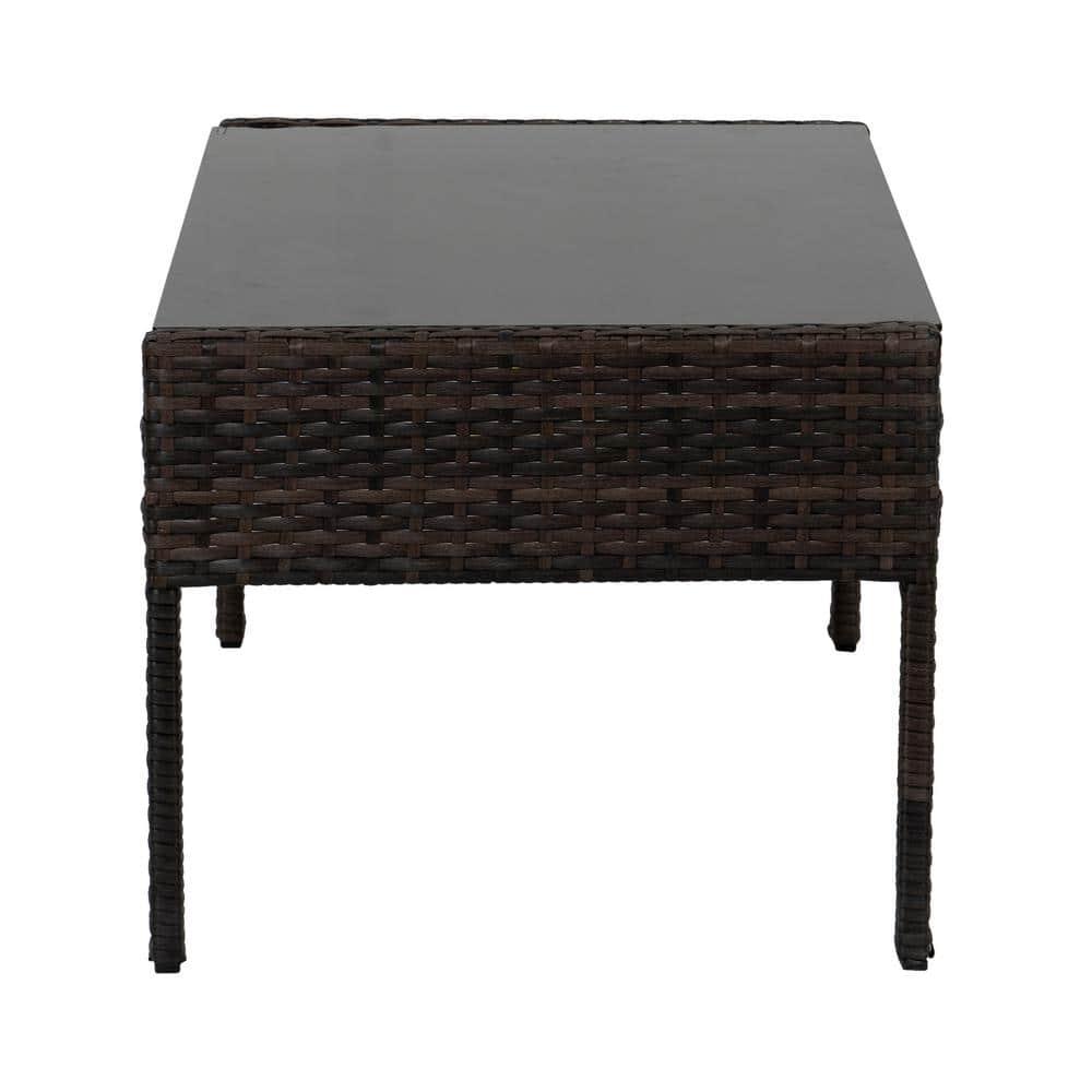 Westin Outdoor 4-Piece Rattan Wicker Patio Conversation Sofa Set with Cushions, Coffee/Beige