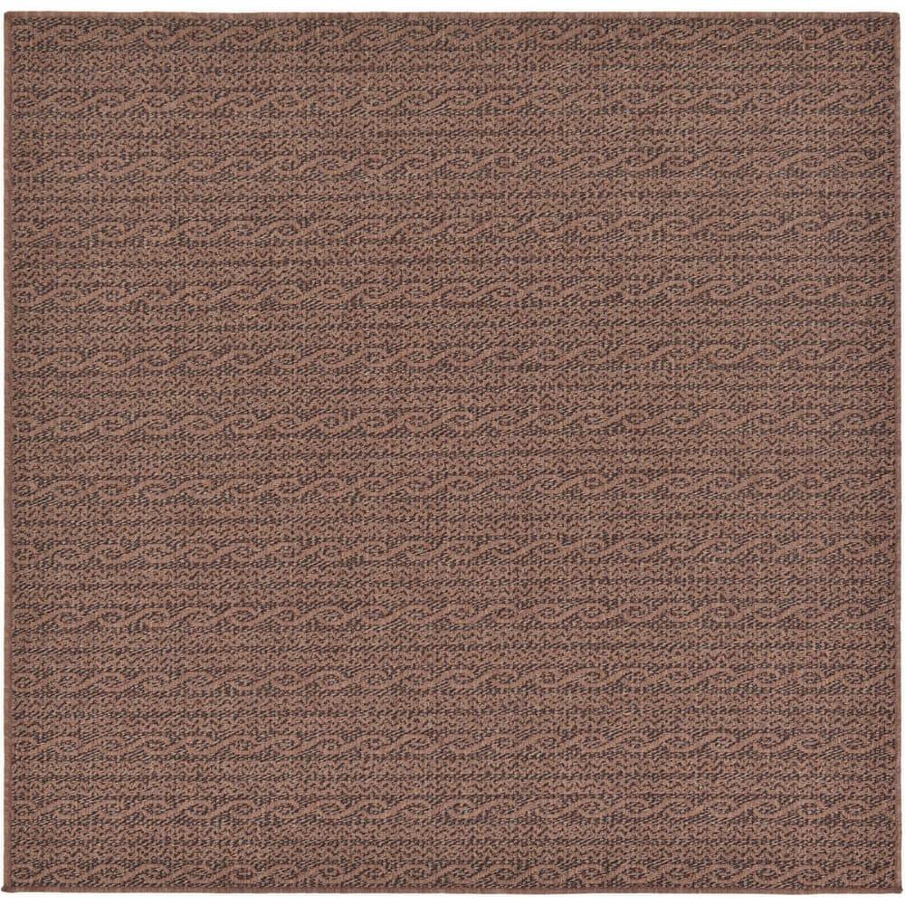 Unique Loom 6' 1 x 6' 1 Square Brown Outdoor Modern Links Area Rug