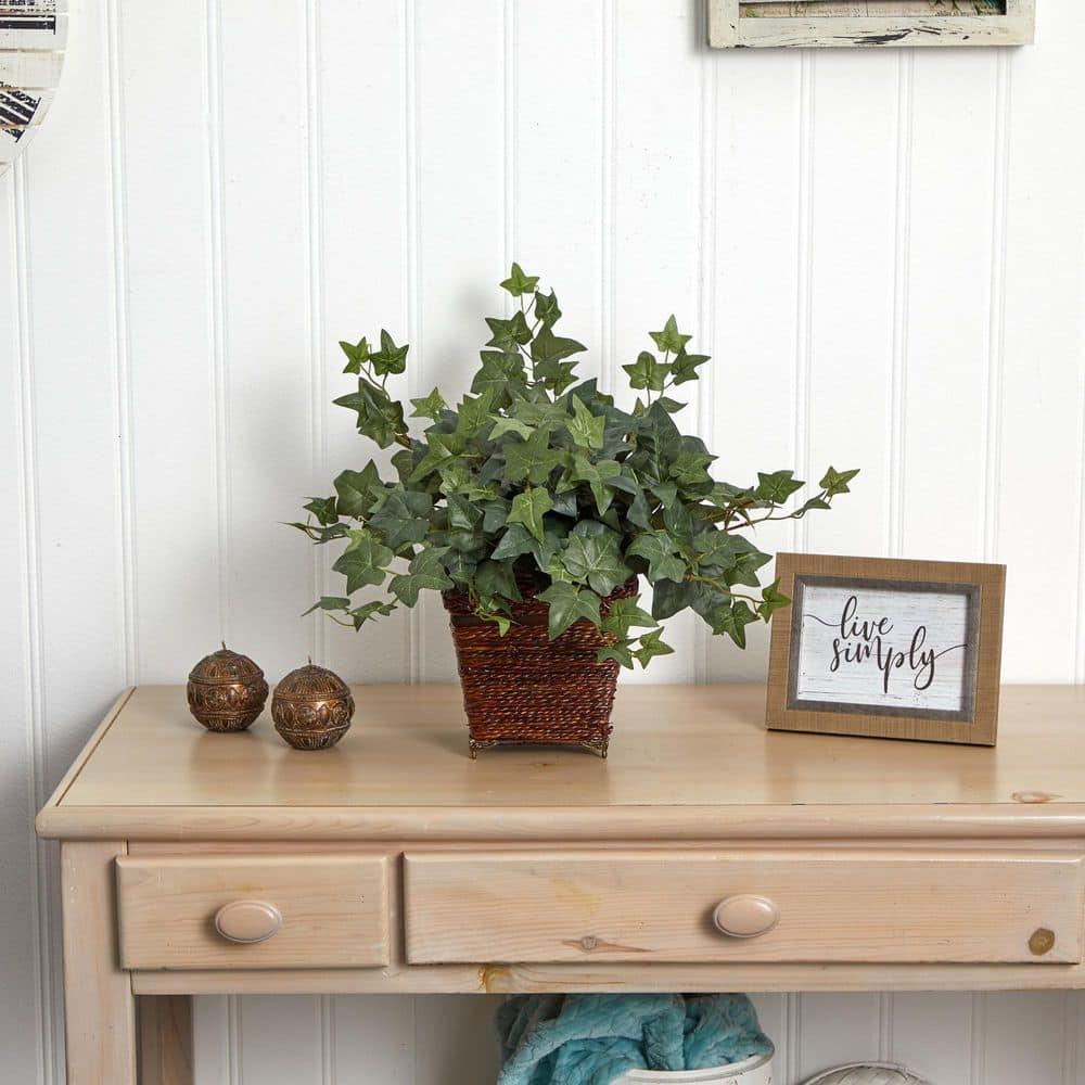 Nearly Natural Puff Ivy with Coiled Rope Planter Silk Plant
