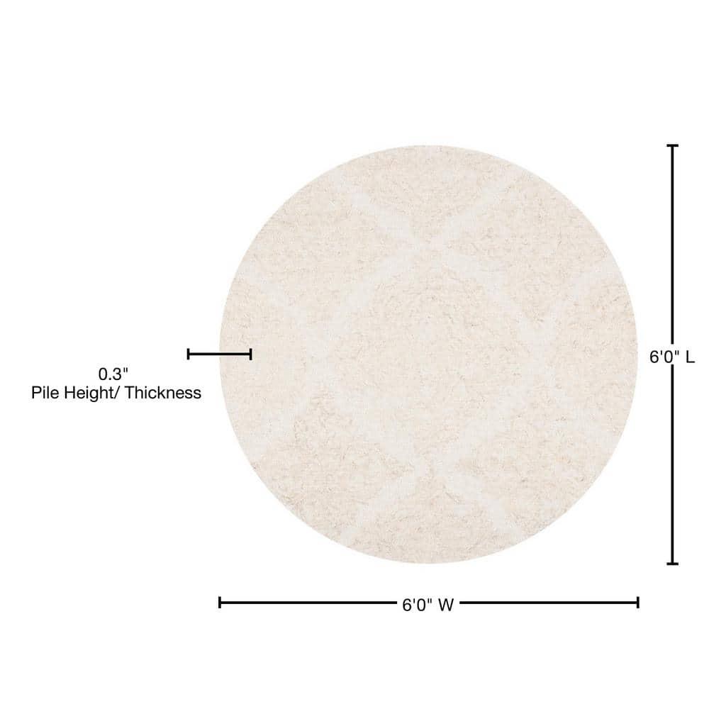 Abstract ABT279 Handmade Tufted Area Rug - Beige/Grey - 6' X 6'  Round - Safavieh