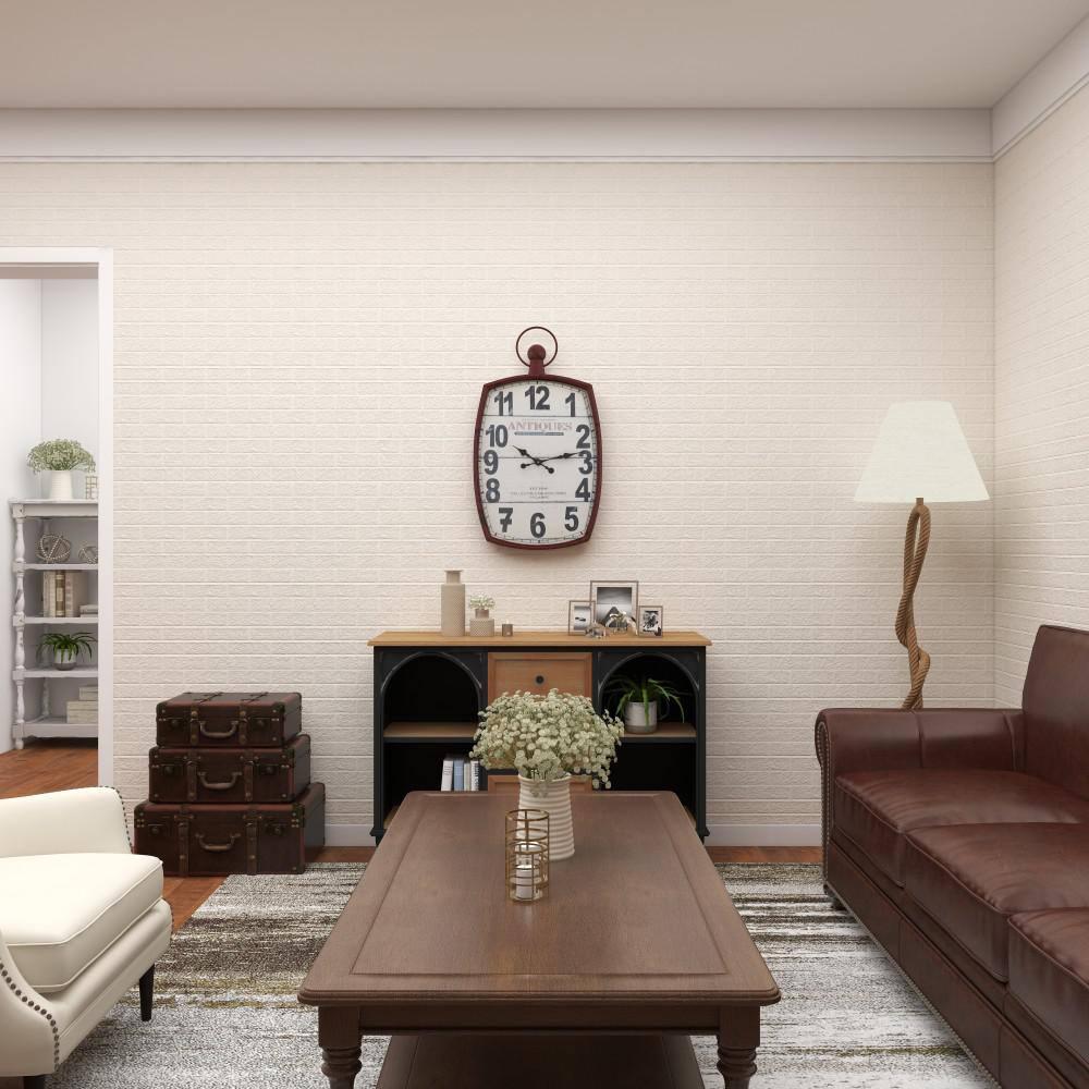 DecMode 19" x 33" Red Metal Pocket Watch Style Wall Clock