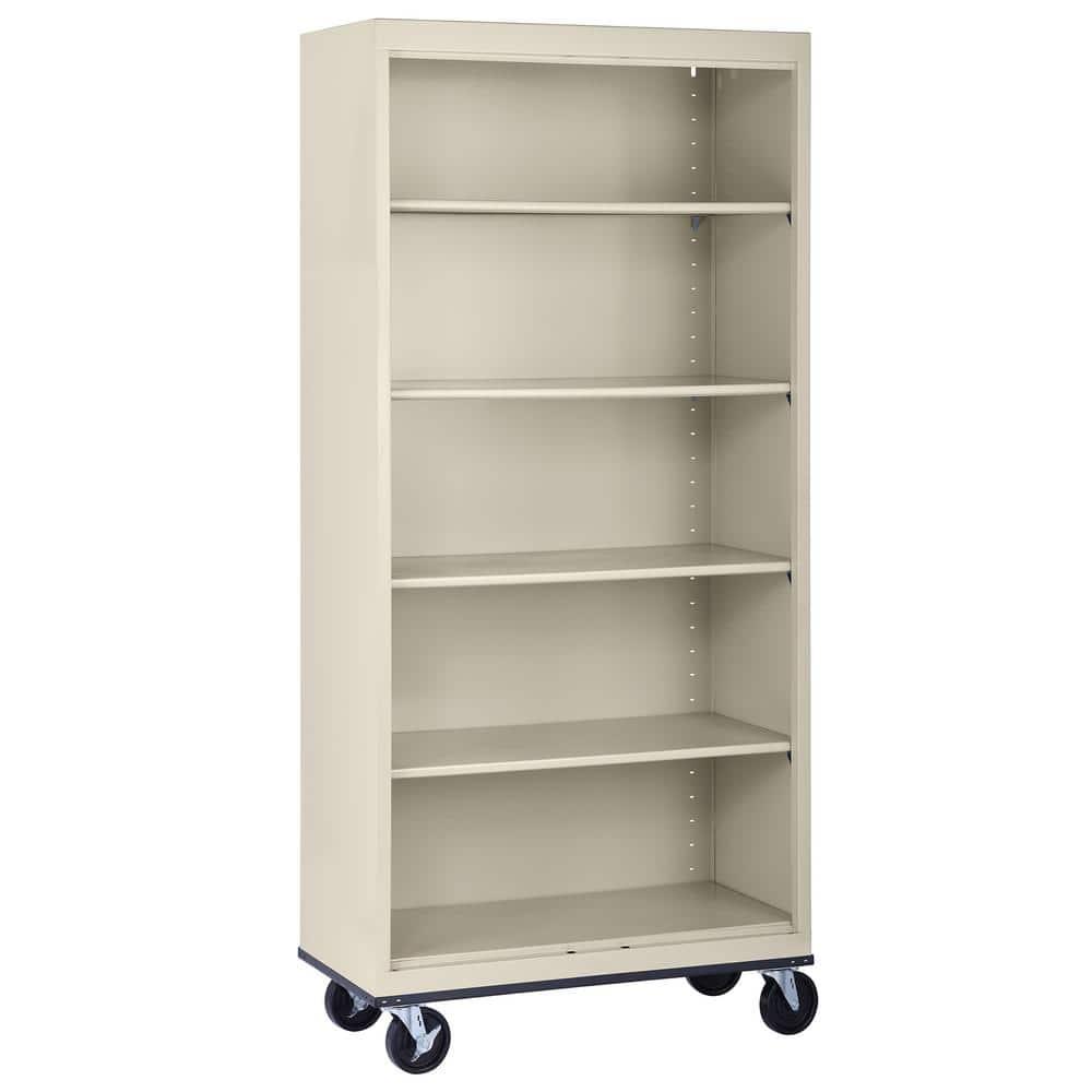 Sandusky Lee 36" W x 18" D x 78" H Steel Mobile Bookcase with 4 Adjustable Shelves by Sandusky