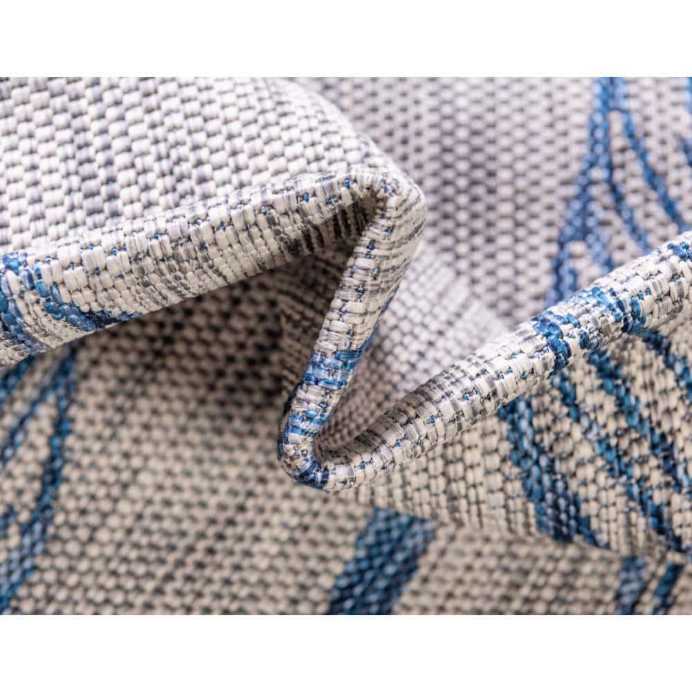 Unique Loom 4' 1 x 6' 1 Rectangle Indoor/Outdoor Botanical Light Gray Area Rug