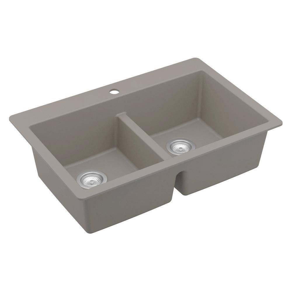 Karran Quartz 33'' X 22'' 50/50 Double Bowl Composite Drop-in Kitchen Sink