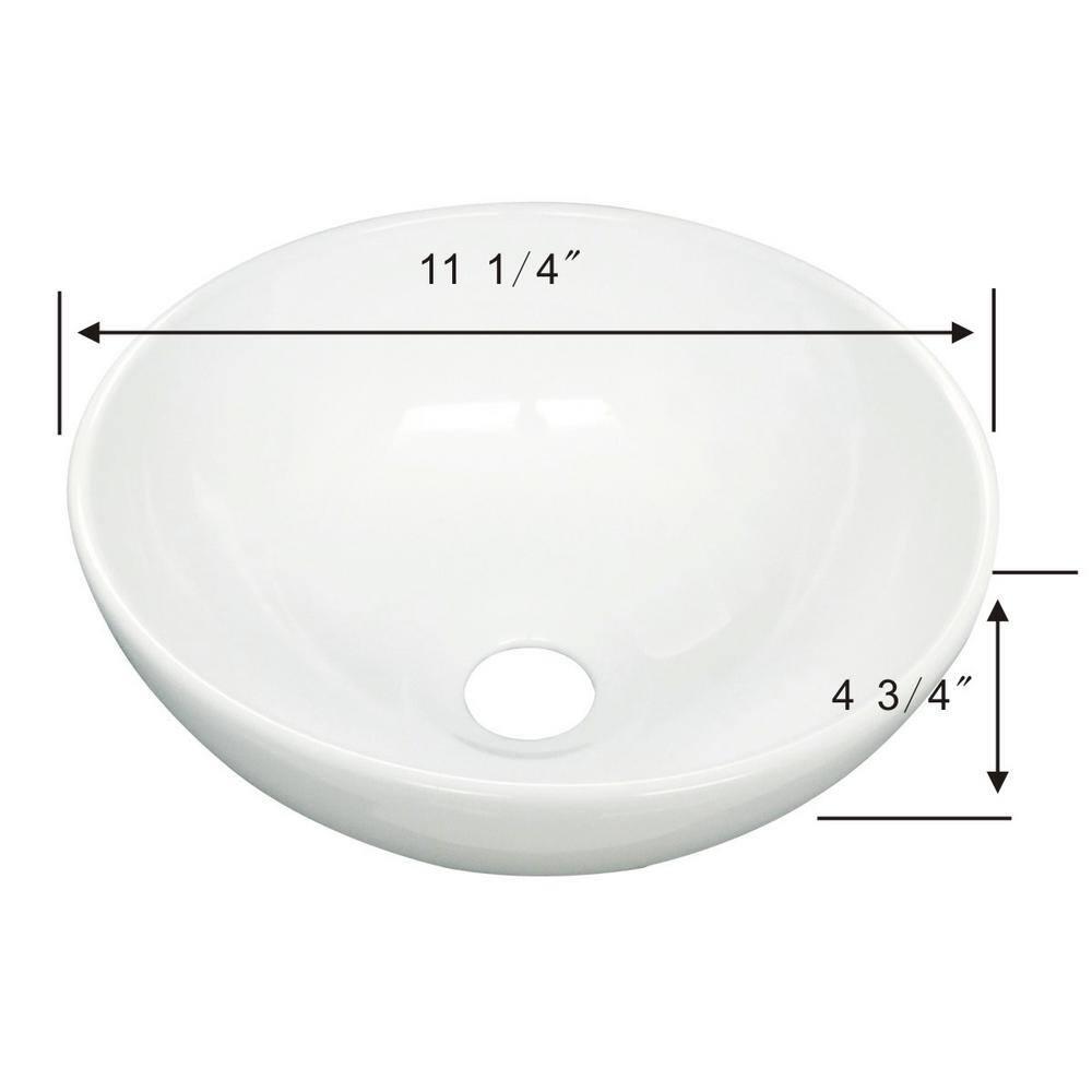 White Round Above Counter Bathroom Sink Ceramic Vanity Vessel Sink