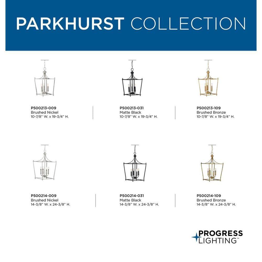 Progress Lighting Parkhurst 4-Light Lantern Matte Black Ceiling Light, Steel, Incandescent, Dry Rated