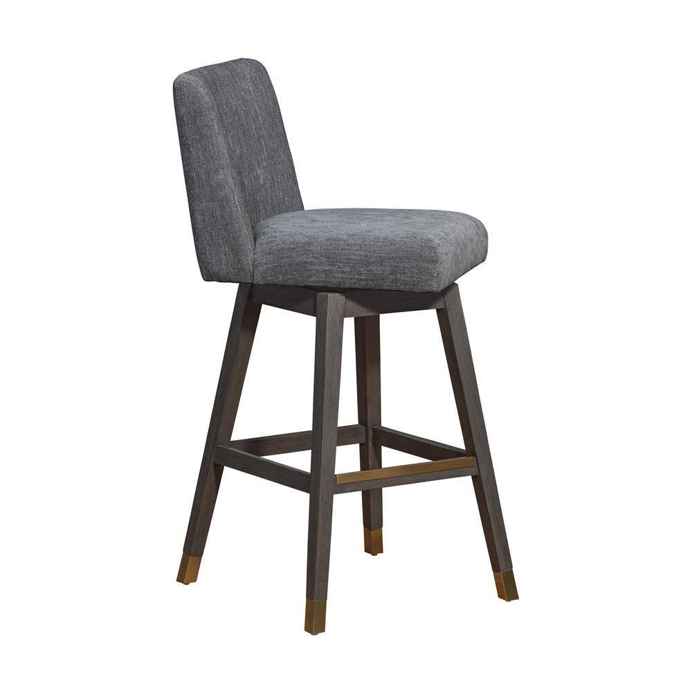 Armen Living Basila Wood Finish with Fabric Swivel Barstool Gray Oak
