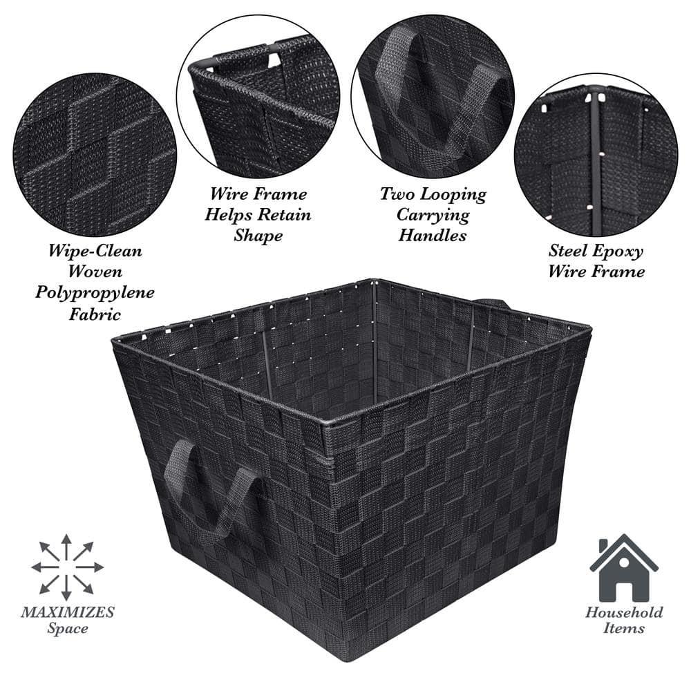 Simplify Large Woven Fabric Storage Basket in Black