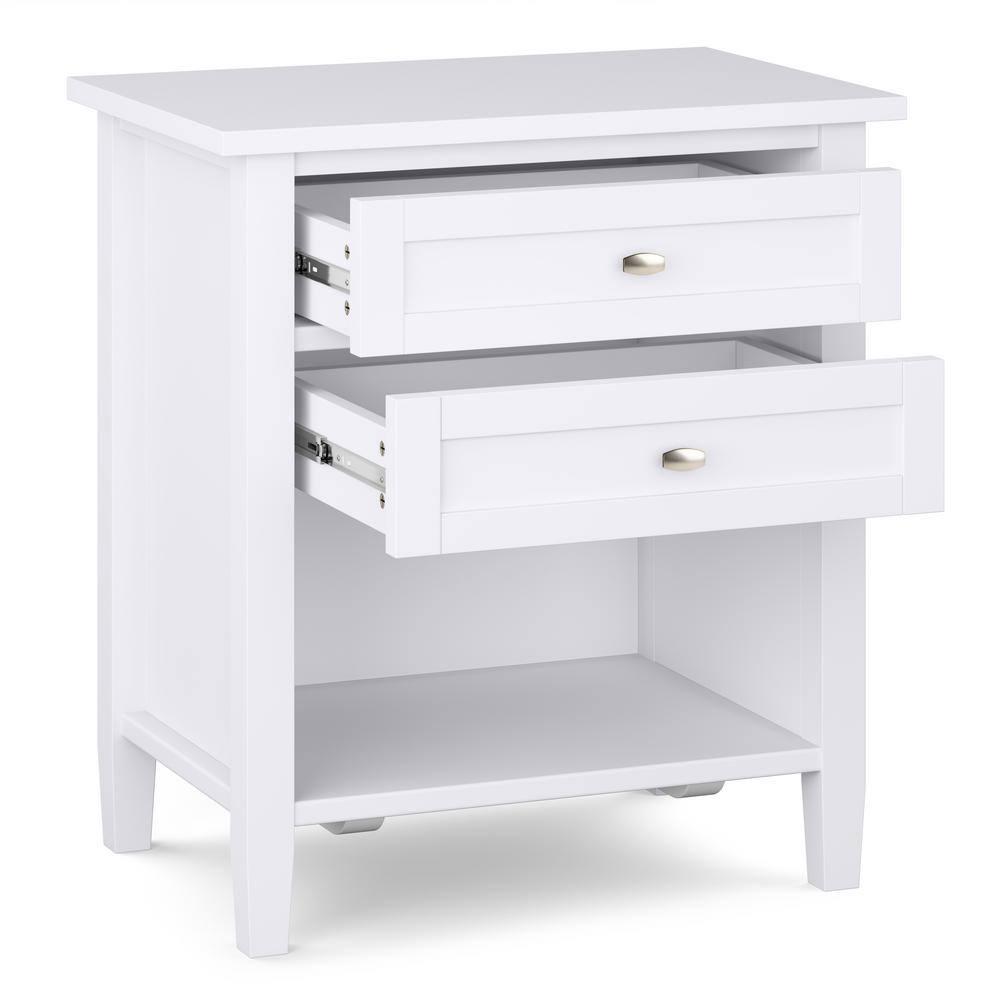 Simpli Home Warm Shaker 24"W Solid Wood Bedside Table with Two Drawers