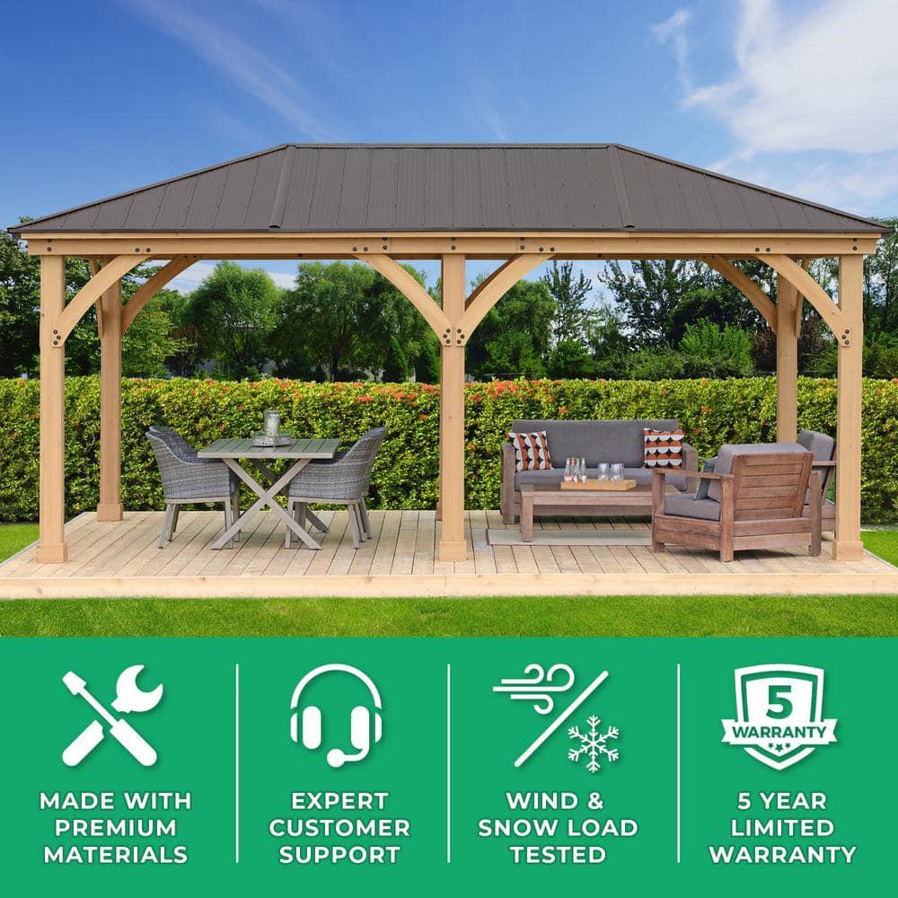 Yardistry Meridian 12 Ft. W x 20 Ft. D Solid Wood Patio Gazebo