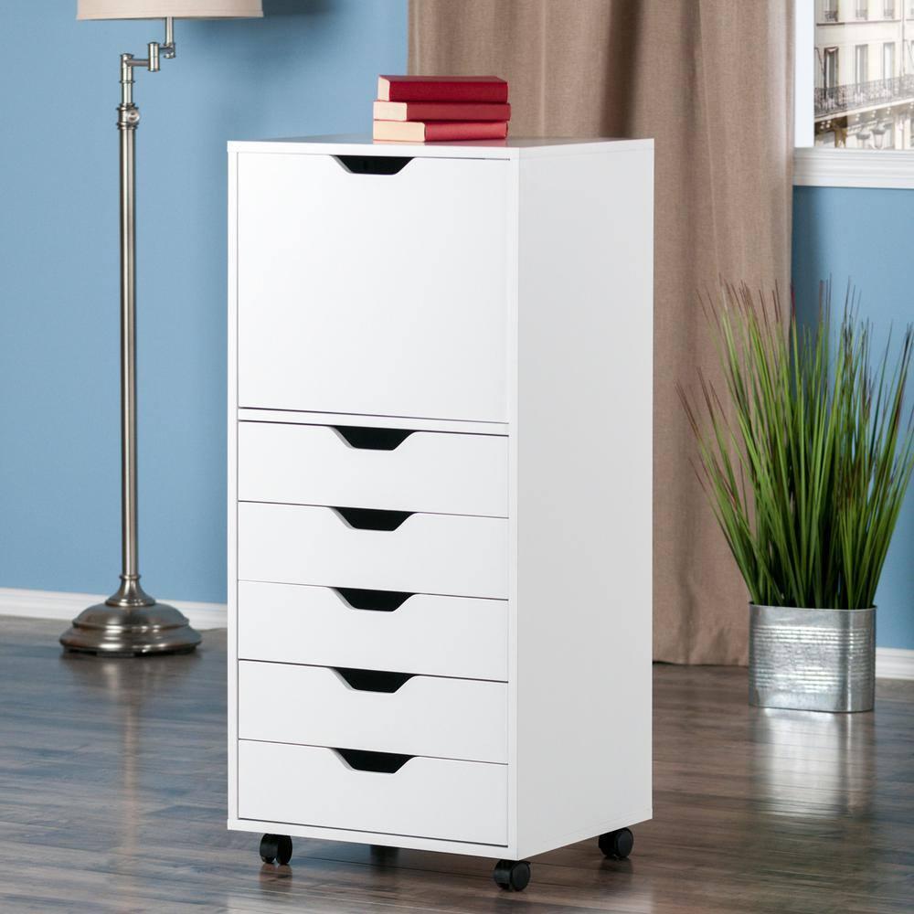 Halifax 5 Drawer Cabinet White - Winsome: Wood Composite Office Furniture, Printer Stand with Storage