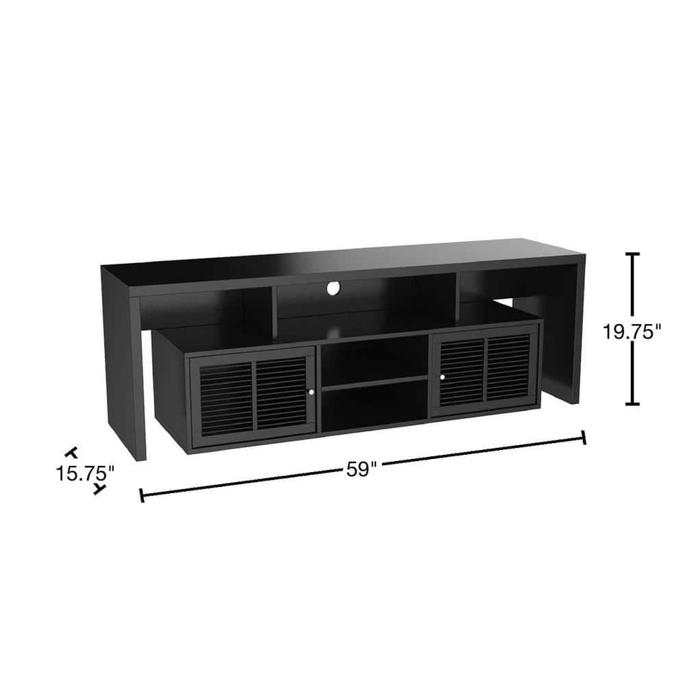 Convenience Concepts Designs2Go Lexington 59" TV Stand in Black Wood Finish