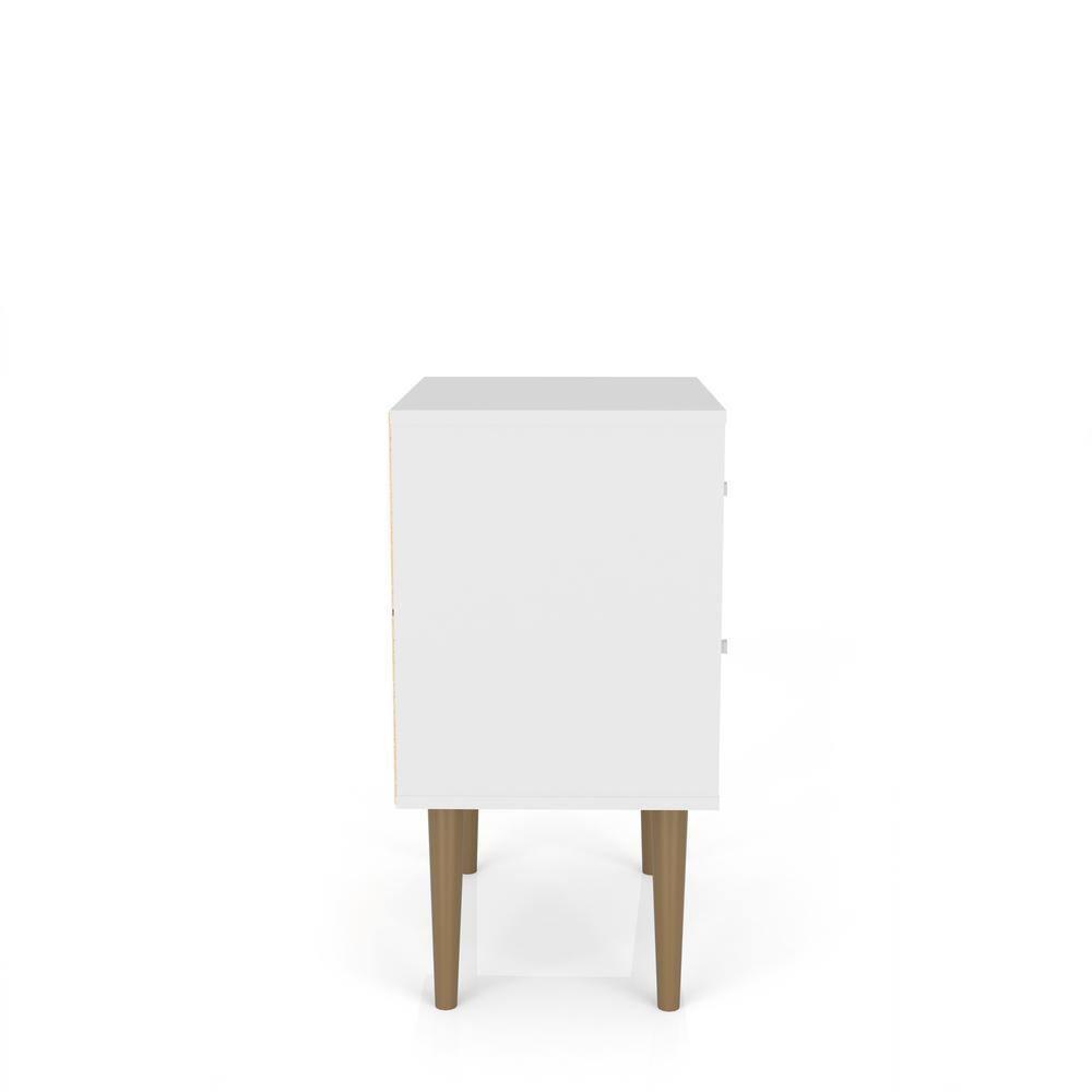 Liberty 2.0 Mid Century Modern Nightstand White/Walnut - Manhattan Comfort: Bedside Table with Storage
