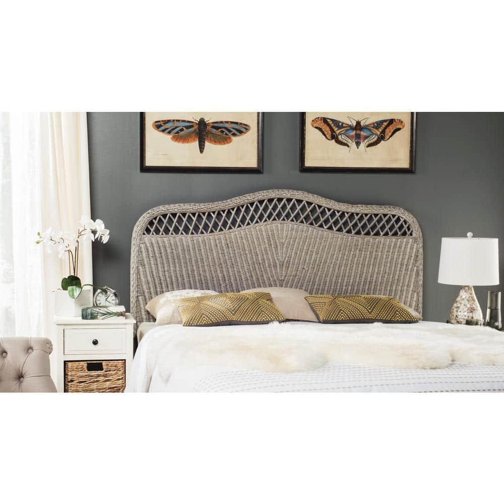 SAFAVIEH Sephina Rustic Coastal Rattan Headboard, Queen, Antique Grey