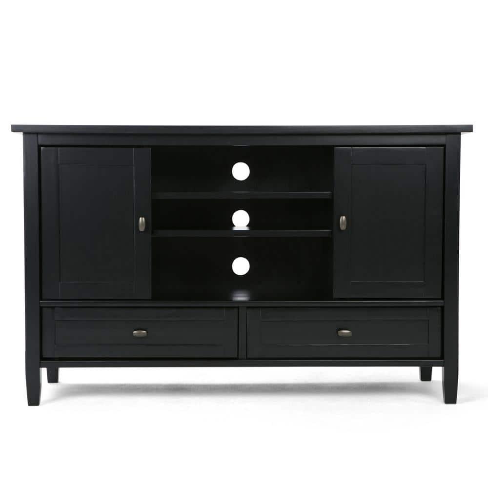 Simpli Home Warm Shaker 47"W Solid Wood TV Stand for TVs up to 55" with 2 Storage Cabinets and 2 Drawers