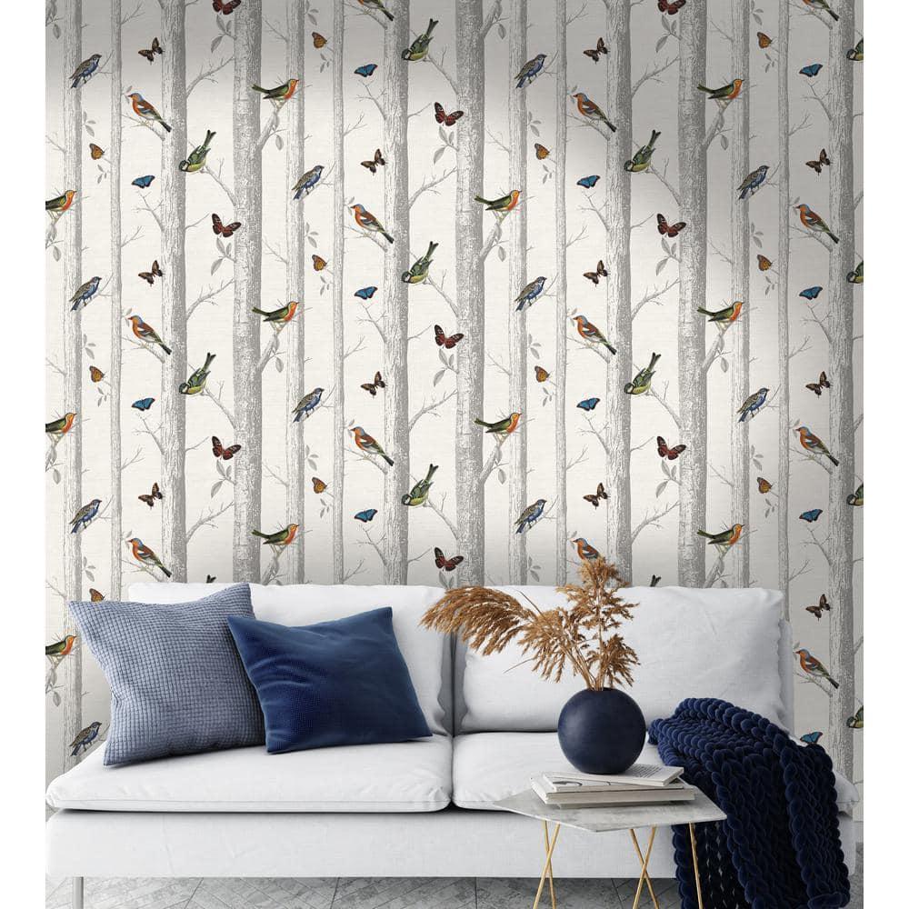 Epping Birds and Trees White Multi Wallpaper