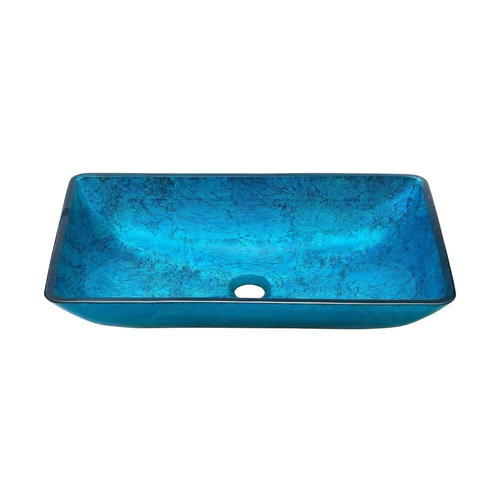Cascade Rectangular Glass Vessel Sink with Faucet