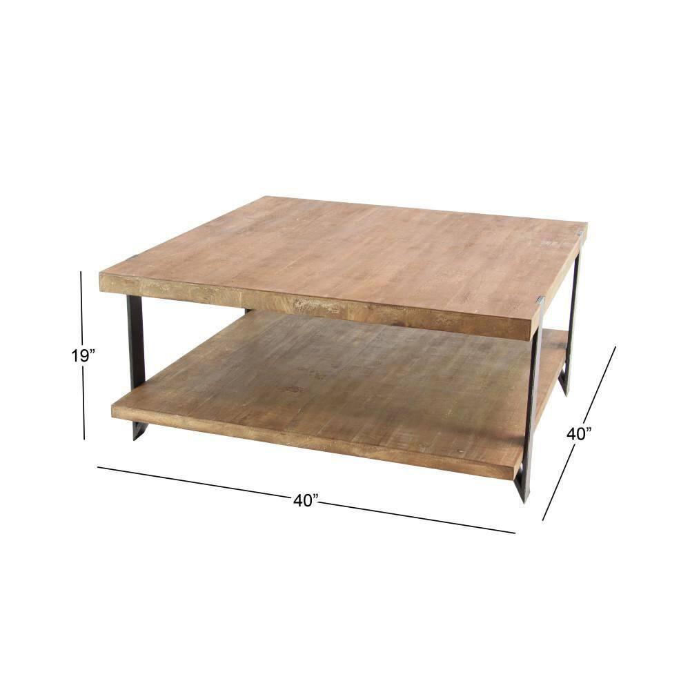 Industrial Wood Coffee Table Dark Brown - Olivia & May