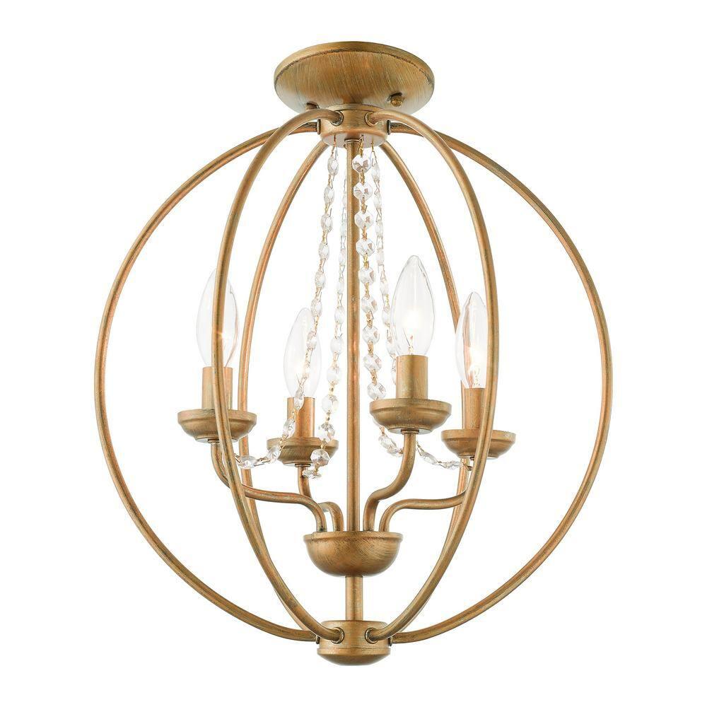 Livex Lighting Arabella 4 - Light Chandelier in  Antique Gold Leaf