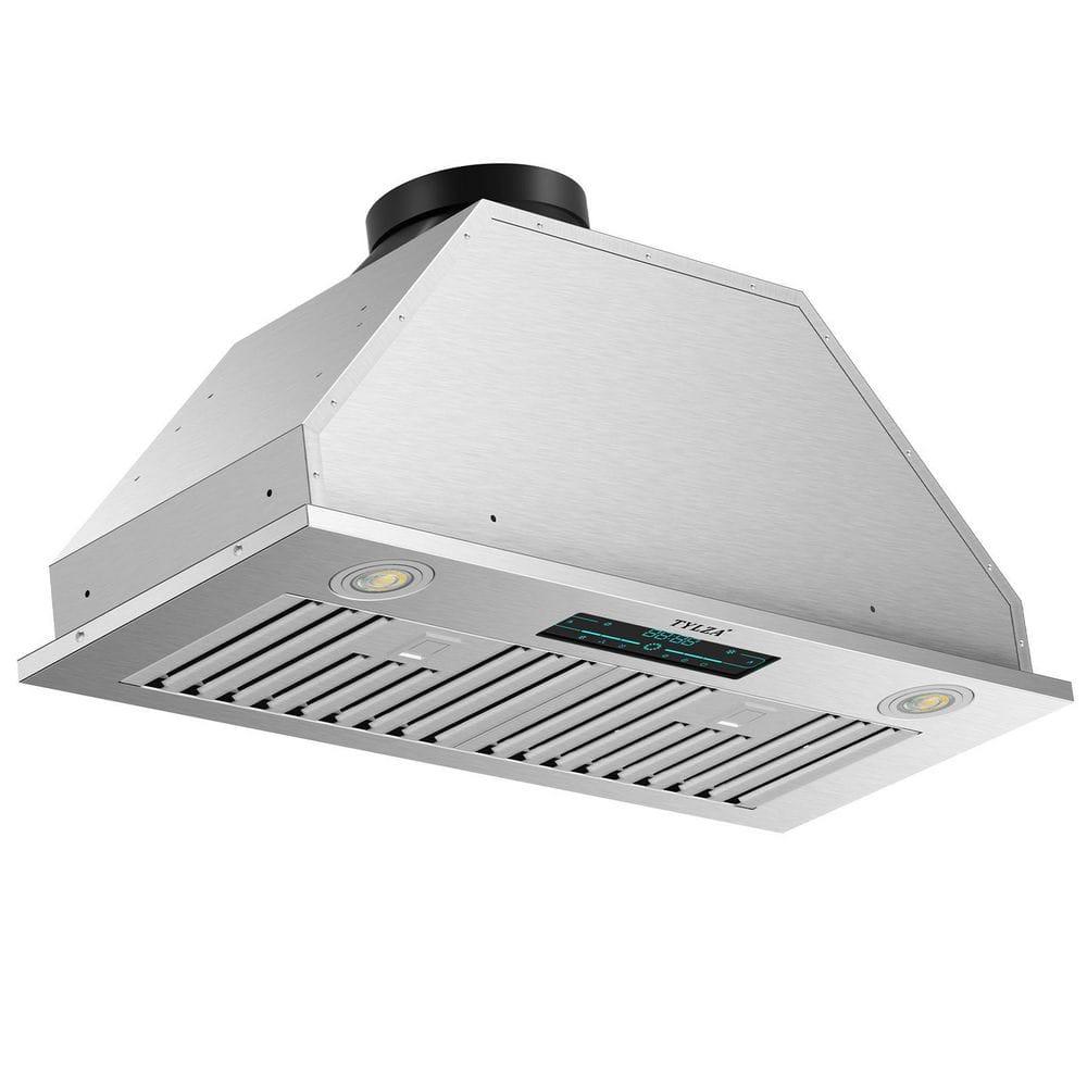 PowerFlow Series 30" 900 CFM Convertible Insert Range Hood Digital Control Panel with Baffle Filter Charcoal Filter and LED Light Stainless Steel Silver