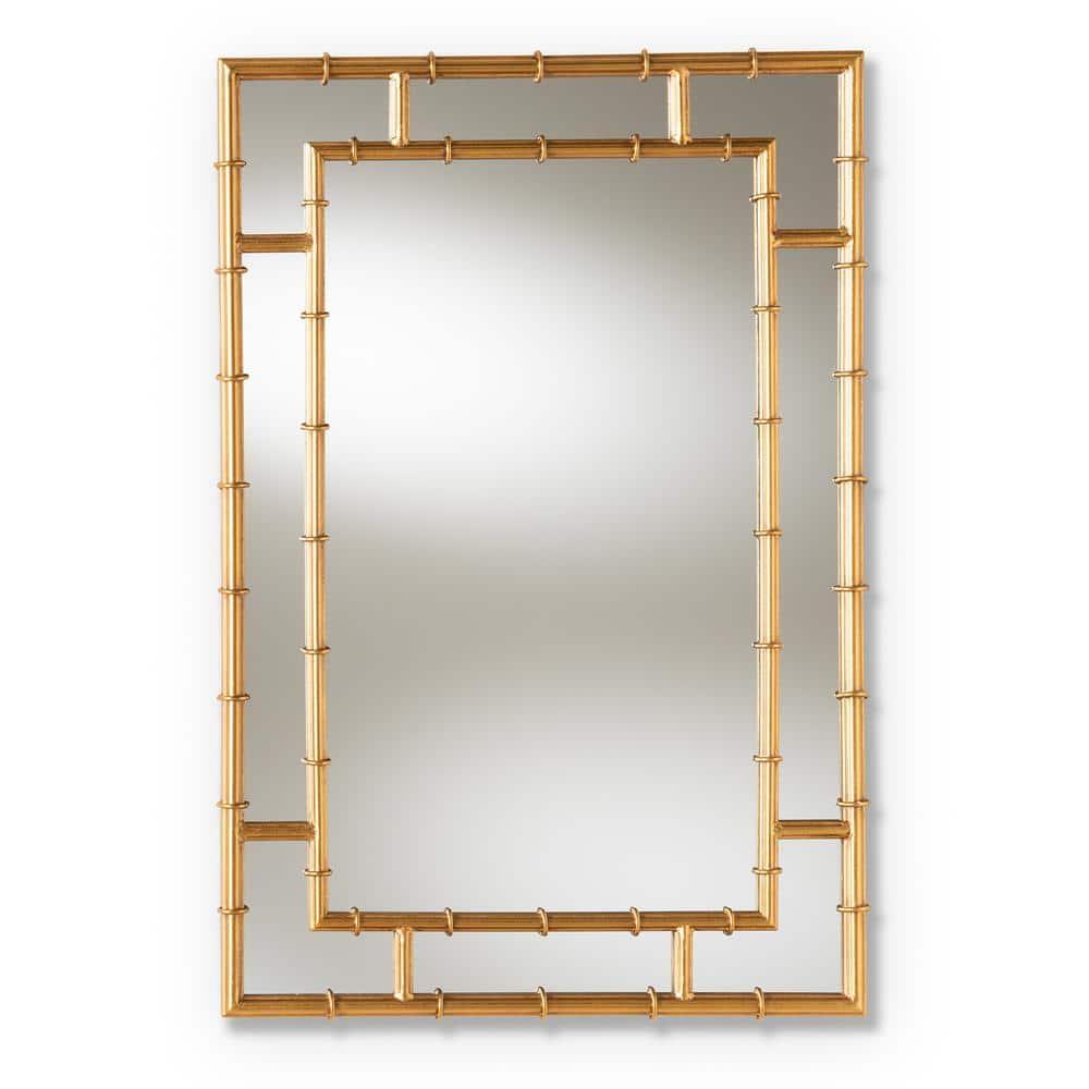 Baxton Studio Adra Modern and Contemporary Gold Finished Bamboo Accent Wall Mirror,Wholesale Interiors