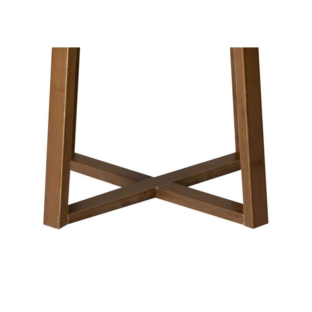 Eccostyle Solid Bamboo Frame Square Side Table, Plant Stand - Caramel & Black