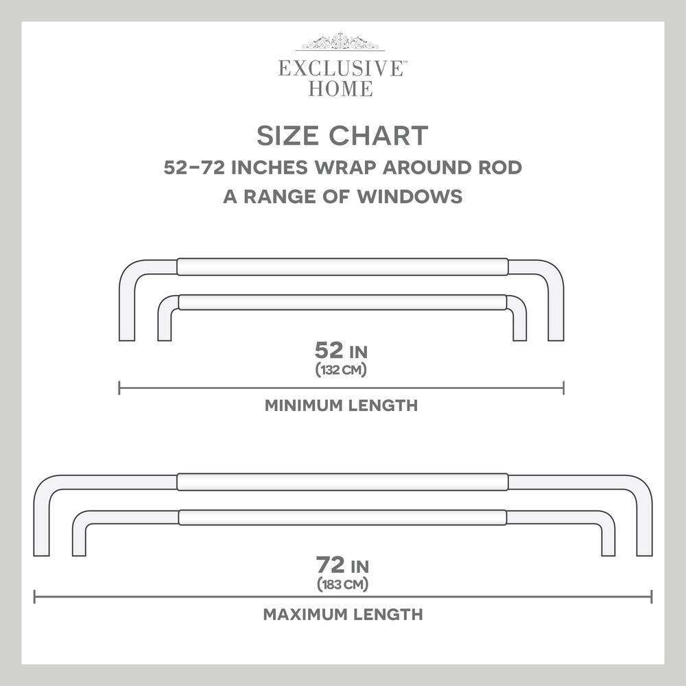 EXCLUSIVE HOME Fetter Wrap Around Double Curtain Rod, Matte Silver, 52"-72"