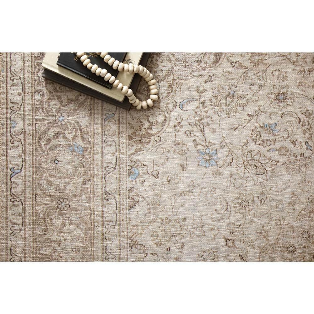 Rectangular 5' x 7' Beige and Taupe Polyester Oriental Rug