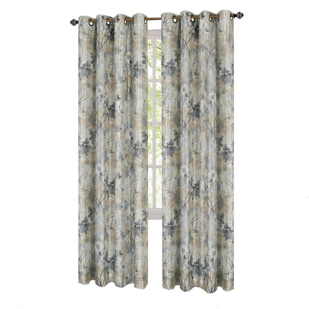 Kate Aurora Country Living 100% Thermal Lined Grommet Top Floral Room Darkening Curtains - 50 in. W x 63 in. L, Blue
