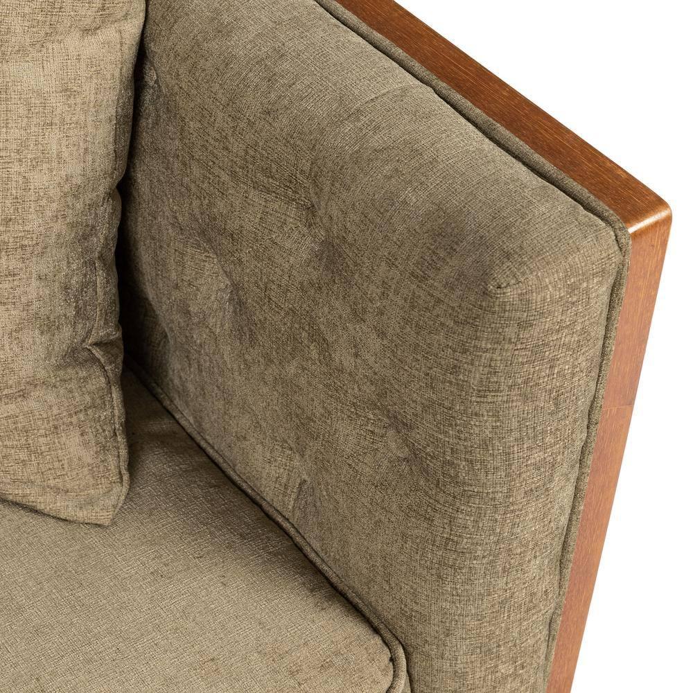 Christopher Knight Home Borah Tufted Loveseat with Accent Pillows, Dark Beige/Dark Walnut