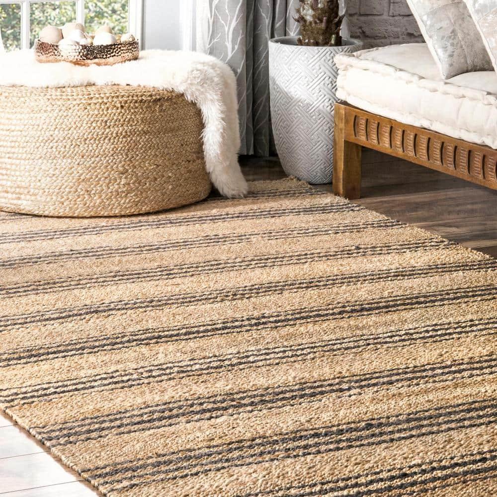 Beachcrest Home™ Natural Sycamore Striped Jute Area Rug