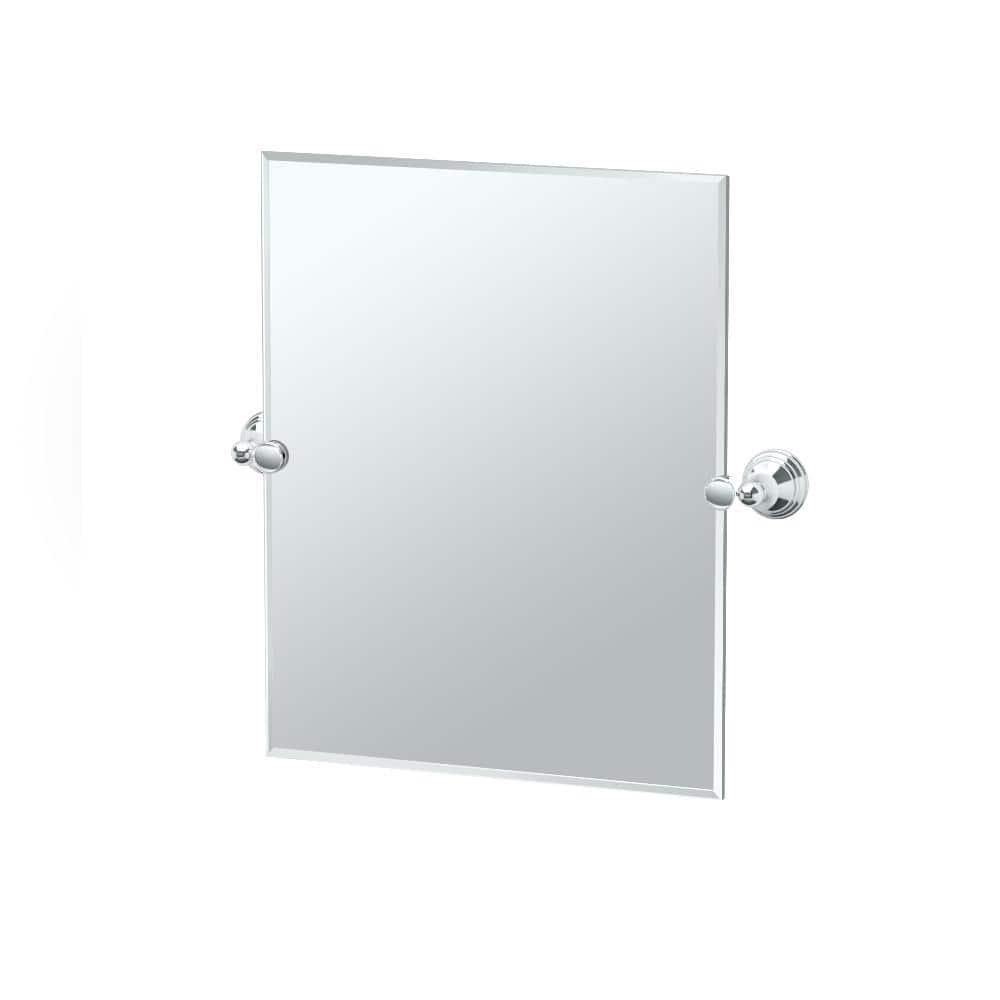 Charlotte Frameless Rectangle Bathroom Vanity Mirror | Pivoting and Beveled Wall Mirror