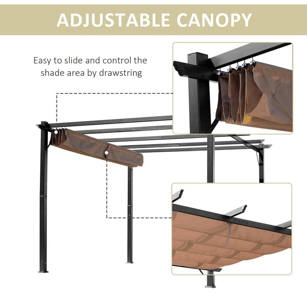 Outsunny Outsunny Pergola with Retractable Shade Canopy, Aluminum