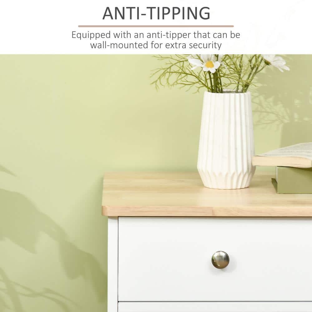 HOMCOM Kitchen Storage Cabinet, Sideboard Floor Cupboard with Solid Wood Top, Adjustable Shelf, and 2 Drawers for Living Room, White