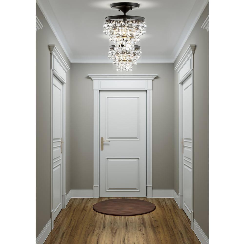 JONATHAN Y Toronto 10" Metal/Crystal LED Flush Mount, Oil Rubbed Bronze