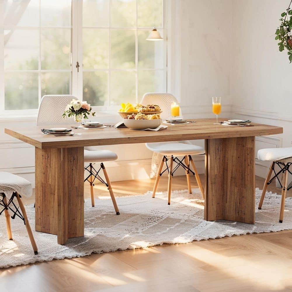 Tribesigns 63" Rectangular Dining Table for 4-6 People, Walnut