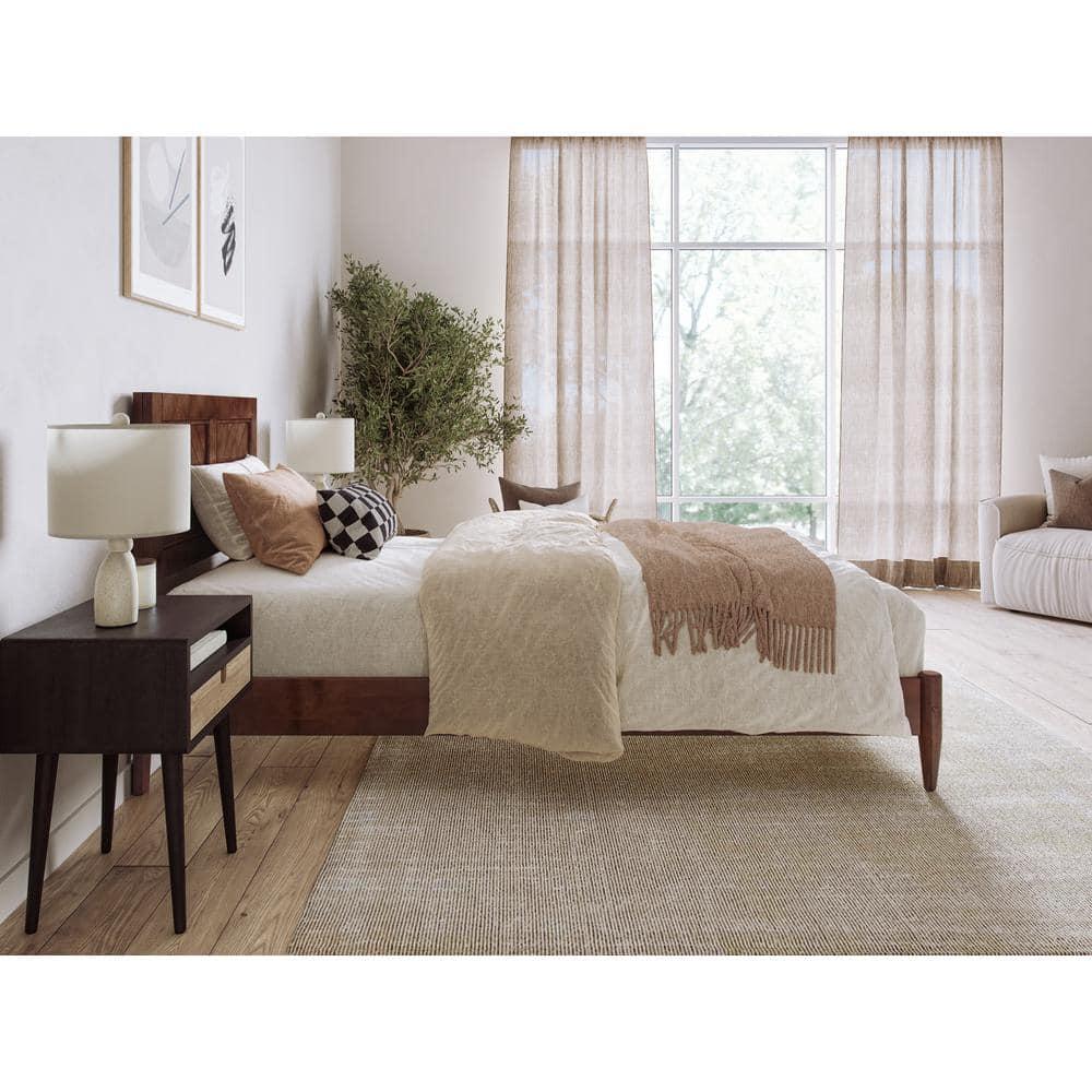 AFI Furnishings Berkshire Twin XL Solid Wood Low Profile Platform Bed in Walnut