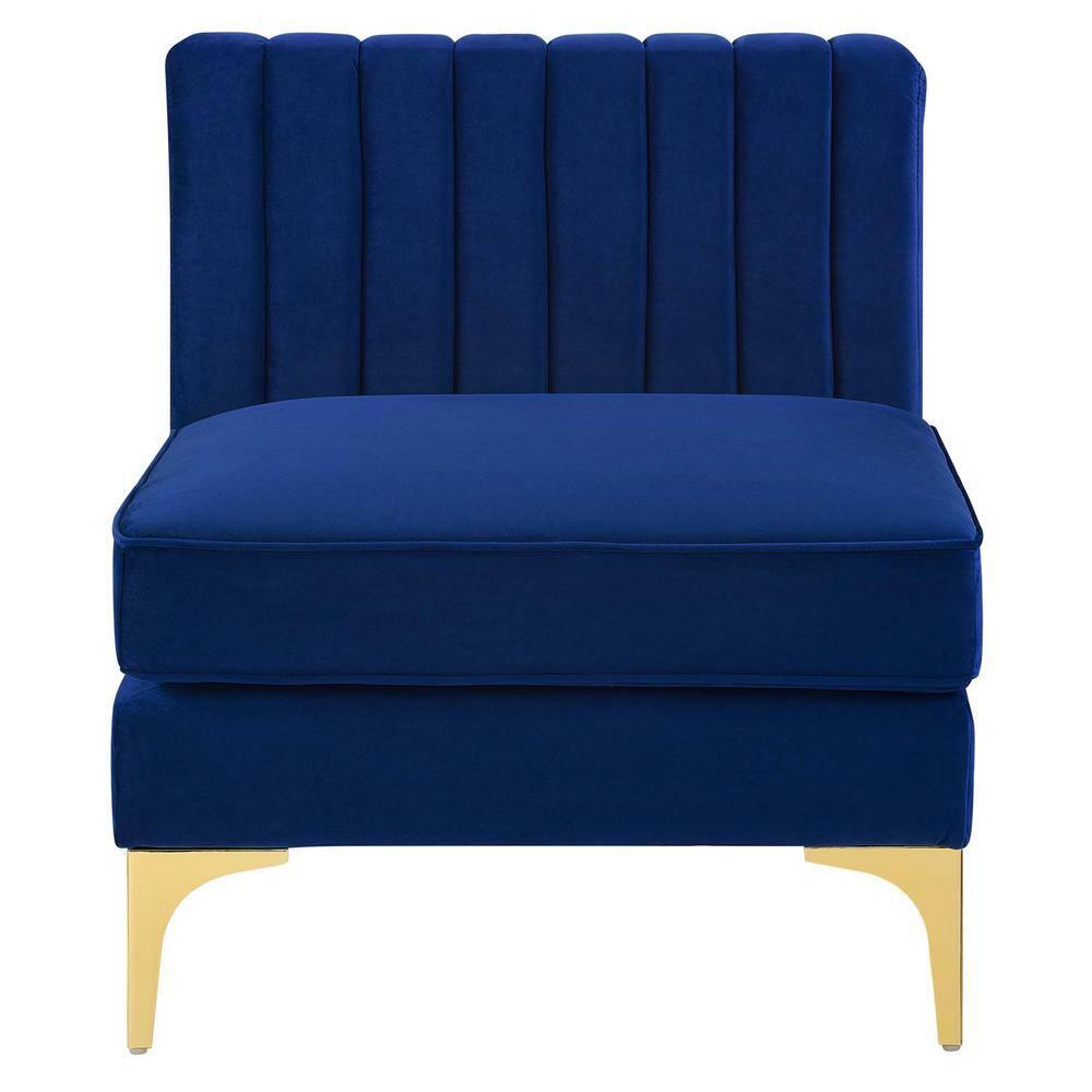 Modway Triumph Modern Channel Tufted Performance Velvet Armless Chair in Navy