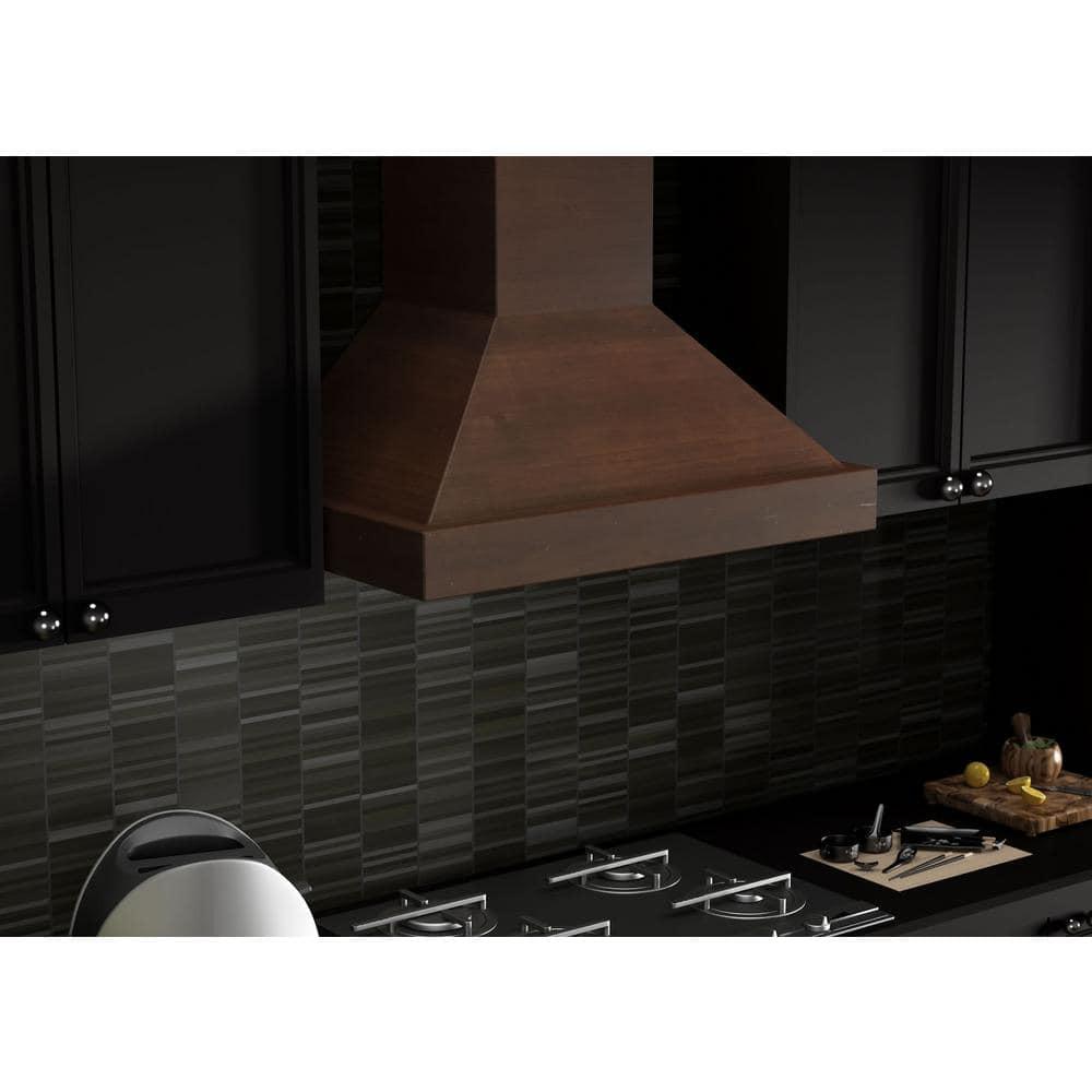 ZLINE 36" Convertible Vent Wooden Wall Mount Range Hood in Walnut