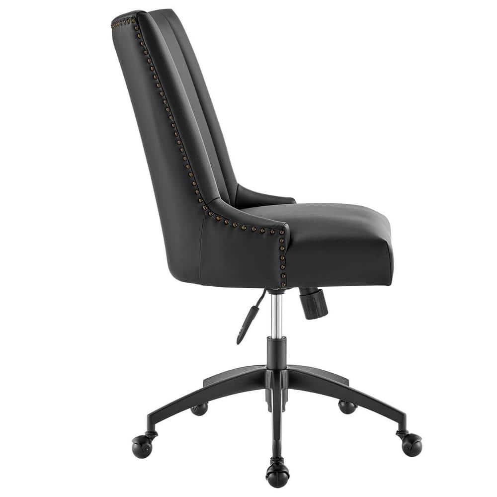 Modway Empower Channel Tufted Vegan Leather Office Chair Black: Metal Frame, Adjustable Height, Modern Style