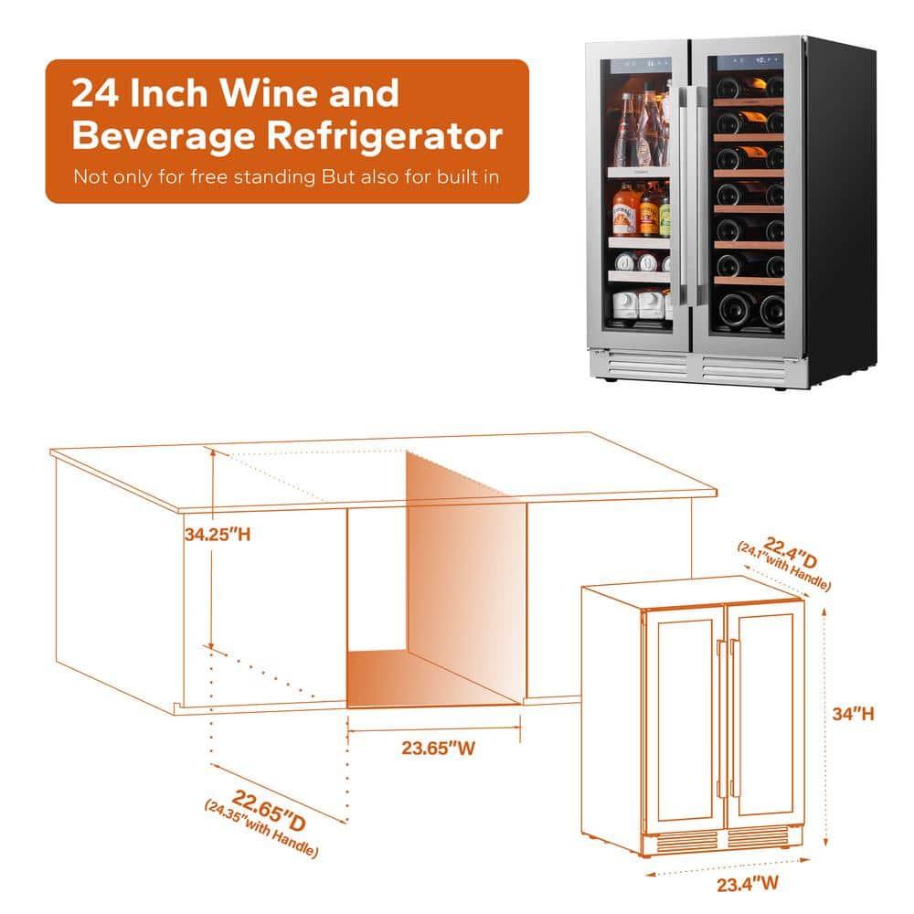 Ca'Lefort 24 Inch Dual Zone Stainless Steel Wine and Beverage Refrigerator