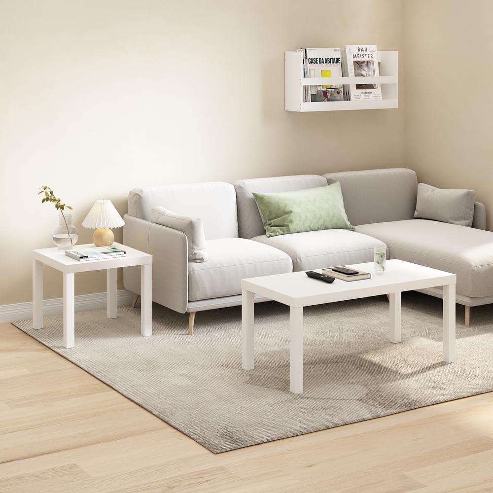 Furinno Simple Square Coffee Table, Side Table, White