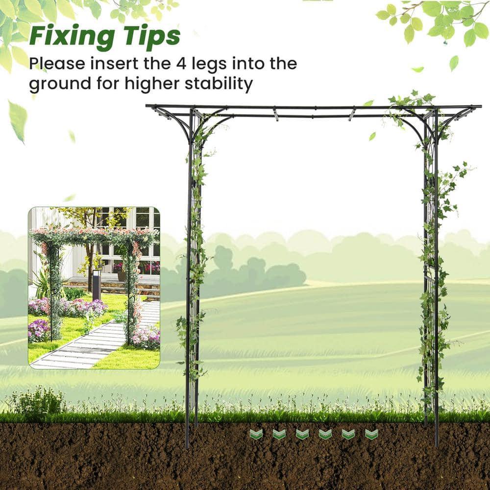 Resenkos Outdoor Decor,81 Inch Garden Arbor Metal Archway for Climbing Plants-Black
