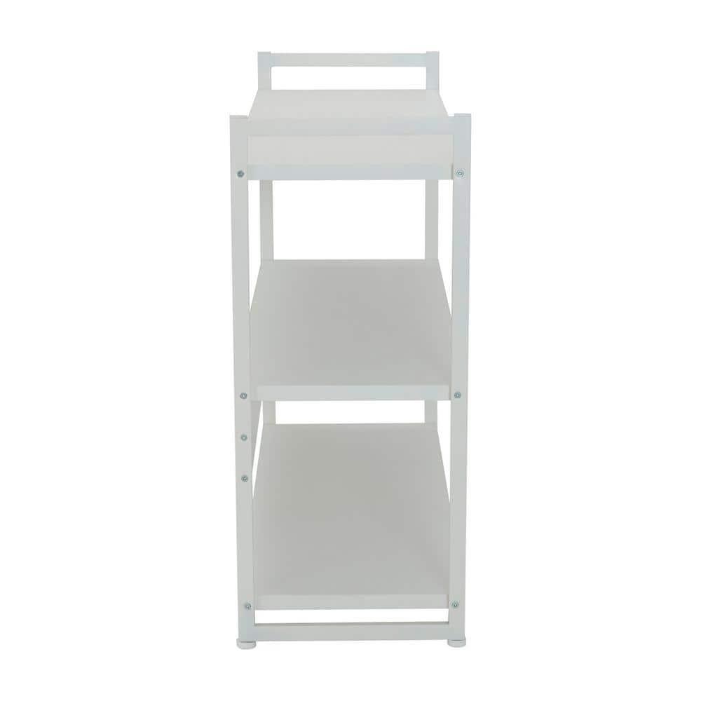 Household Essentials Jamestown Wide 3 Shelf Open Storage Bookshelf Scandinavian White and White Metal