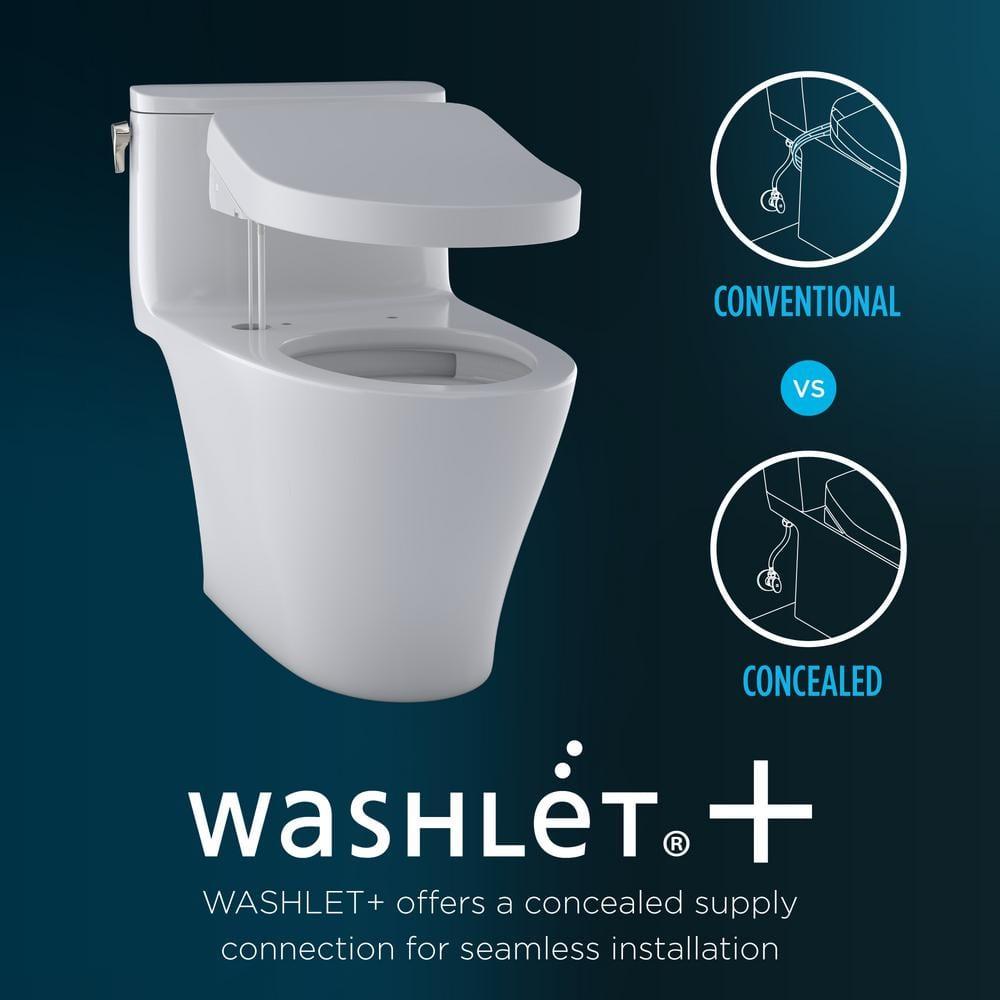 TOTO® Drake® WASHLET®+ Two-Piece Elongated 1.28 GPF Universal Height TORNADO FLUSH® Toilet with C5 Bidet Seat, Cotton White - MW7763084CEFG#01