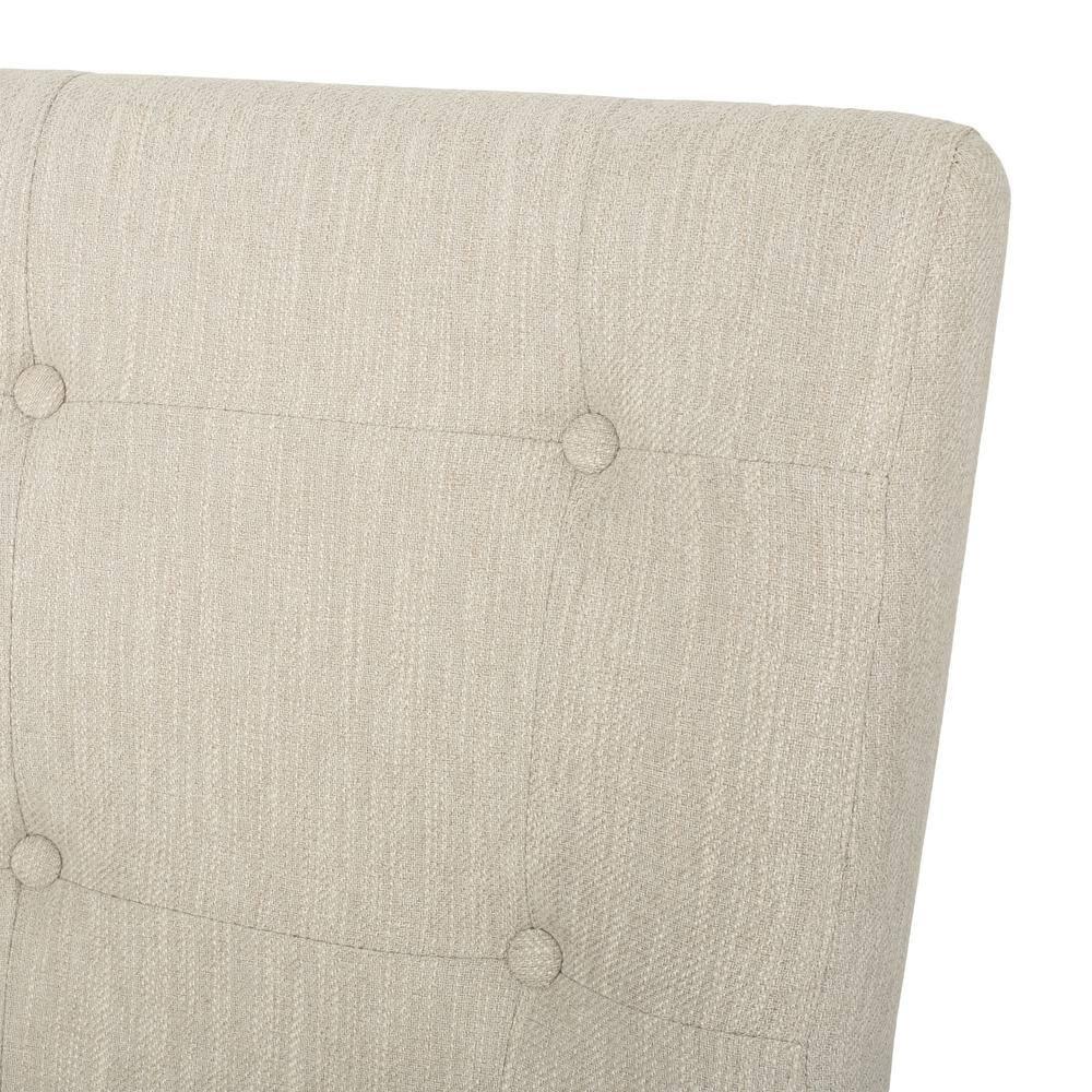 Noble House Darke Fabric Button Tufted Counter Stools, Set of 2, Beige and Weathered Brown