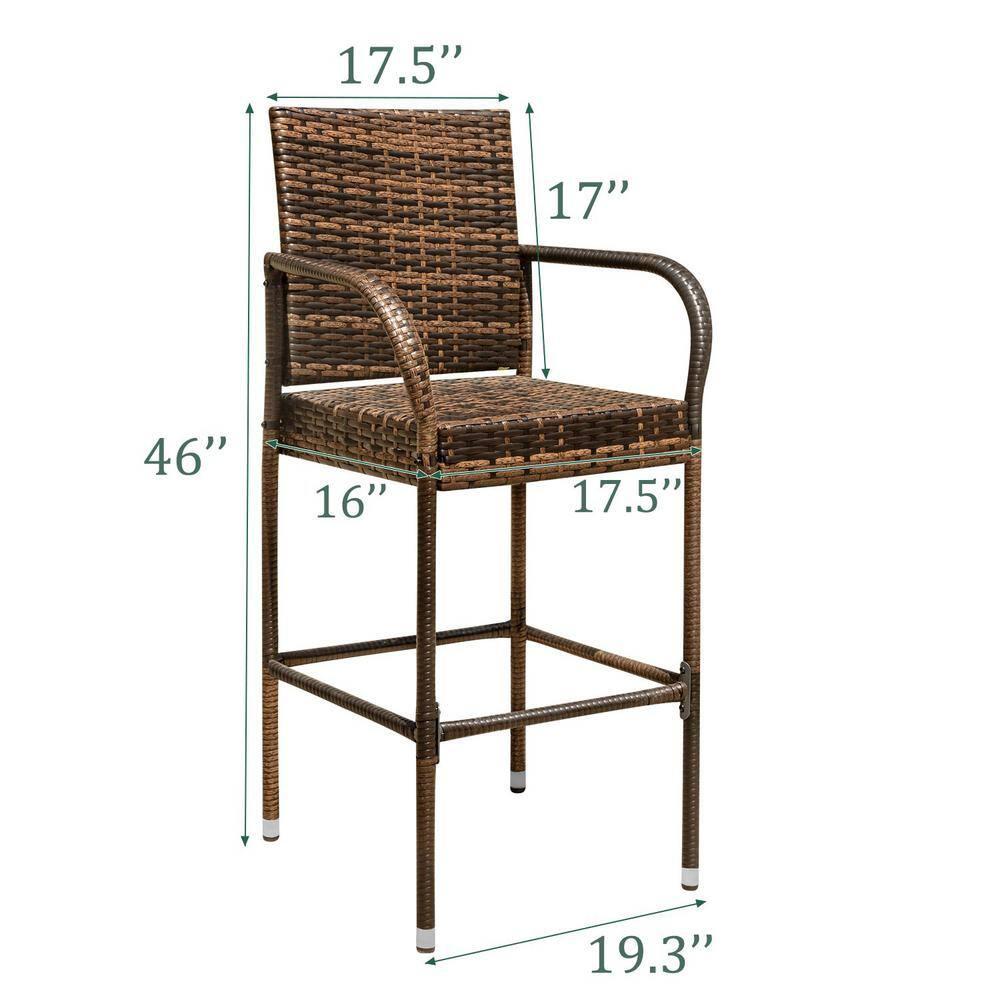 Chillrest Rattan Wicker Outdoor Bar Stool 2 Pack